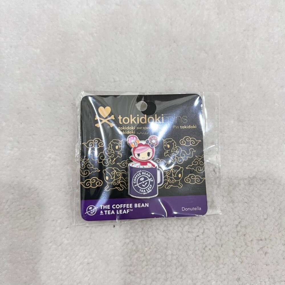 Limited Edition Tokidoki X Coffee Bean Donutella in Coffee Bean Mug Enamel Pins